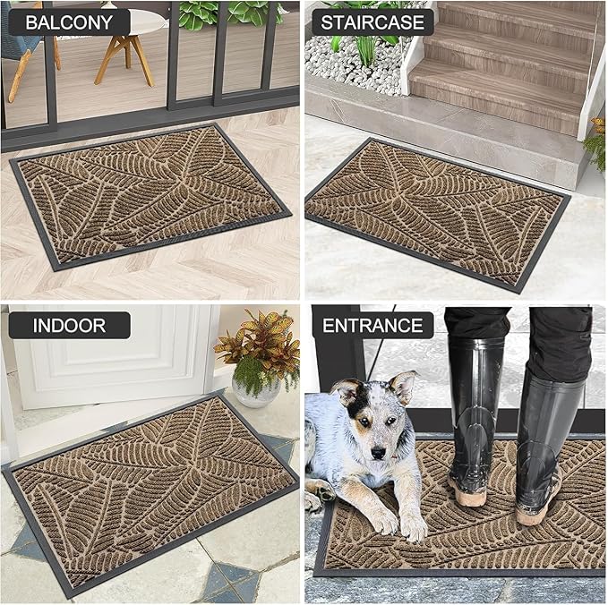 Colorxy Waterproof Doormat, Sturdy Natural Rubber Front Indoor Mat, Non Slip - Image 6