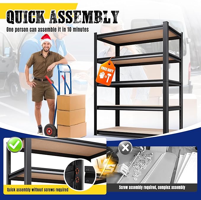 71"H-35"W-15.7"D Garage Shelving-2050LBS 5 Tier Storage Shelves, Adjustable - Image 5