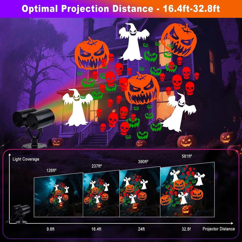 Halloween Projector Lights, Double Head Dynamic Halloween Projector Outdoor
