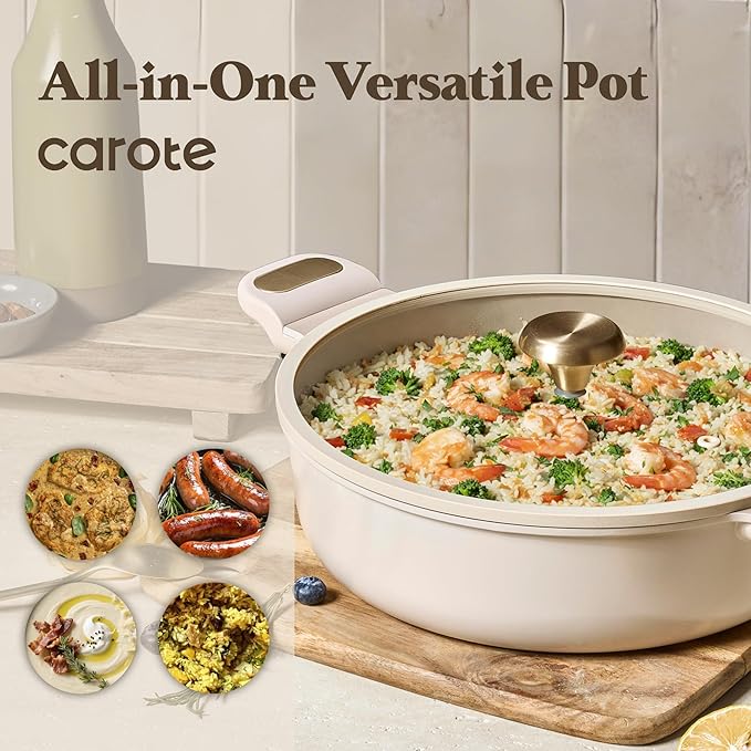 CAROTE 4.5Quart Stock Pot with Lid, Non Toxic Ceramic Soup Pot, Nonstick - Image 7