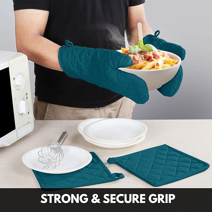 Oven Mitt & Pot Holder 100% Cotton Heat Resistant Kitchen Oven Mitt & Pot Holder - Image 2