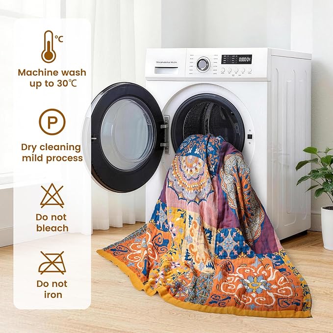 MSGKV Boho Throw Blanket for Couch 50"x60" 100% Cotton Blanket Spring - Image 7