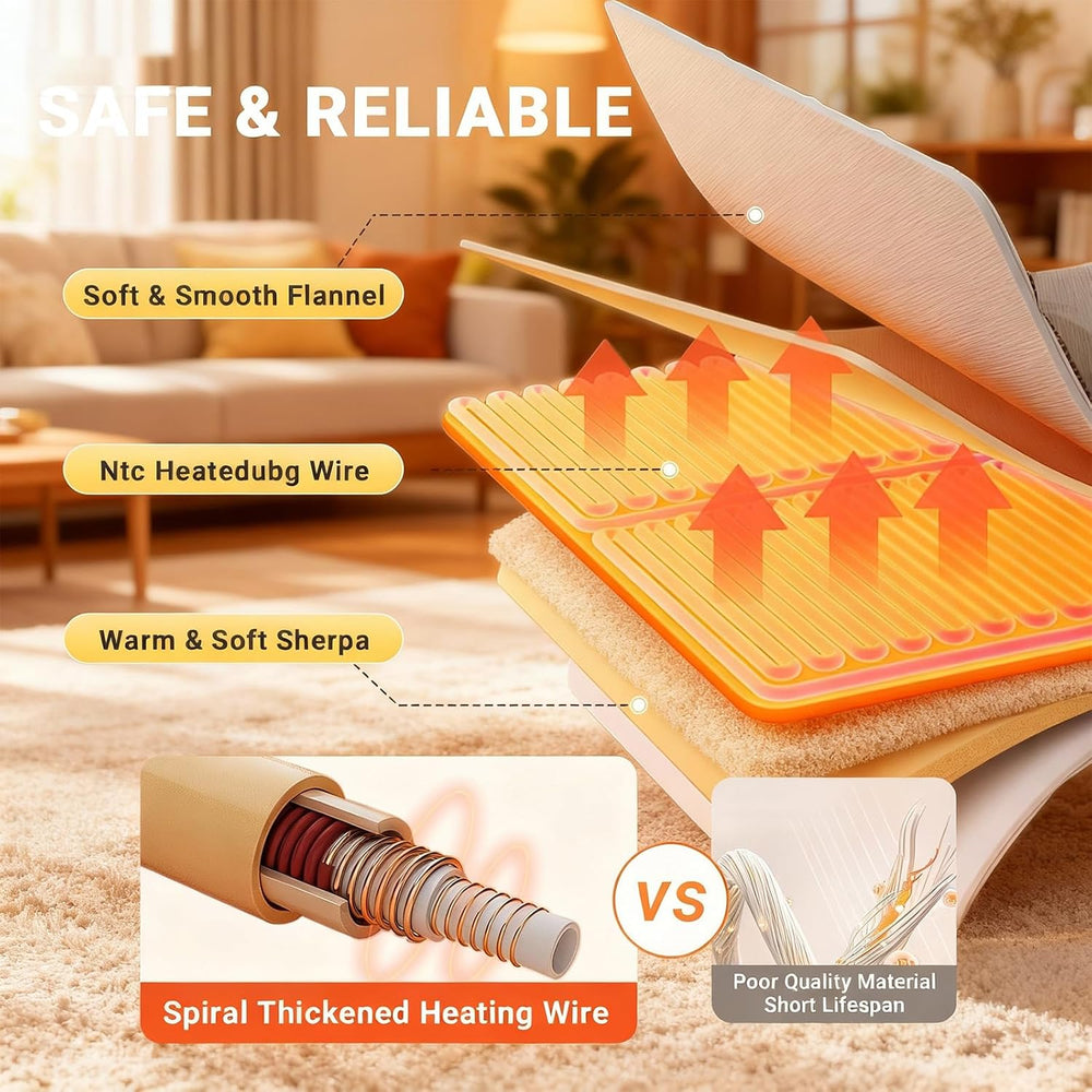 Electric Heated Blanket Queen Size 84''x90'' Machine Washable