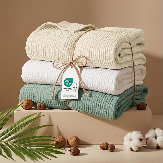 Bedsure 100% Cotton Muslin Blanket King Size - Image 7