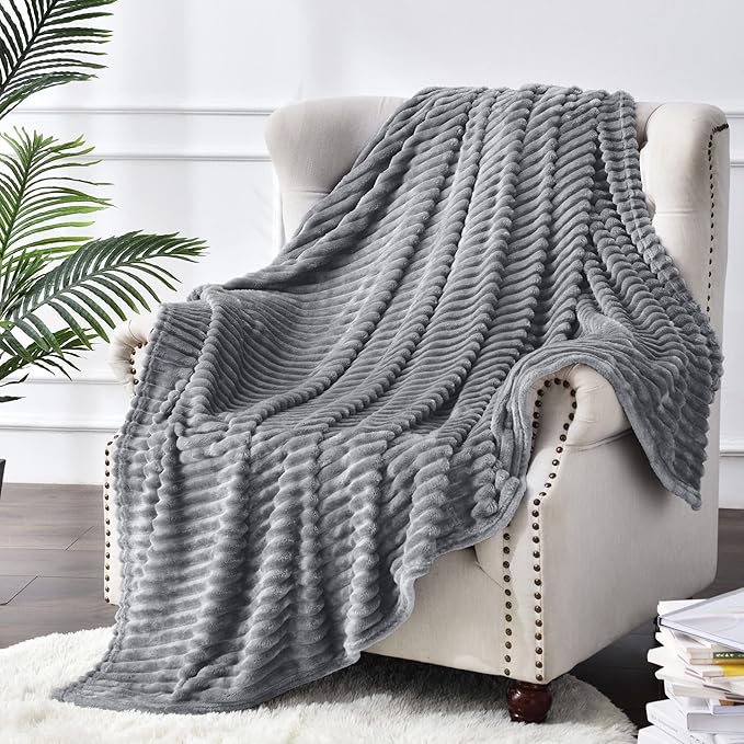 BEDELITE Fleece Blanket Twin Size – 3D Ribbed Jacquard Soft and Warm Decorative - Image 8