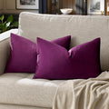 GIGIZAZA Purple 12x20 Lumbar Velvet Decorative Throw Pillow Covers by GIGIZAZAFocusingonhomedecoration