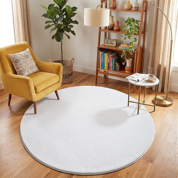Amearea White Round Area Rugs 4ft Washable Circle Rugs - Image 6