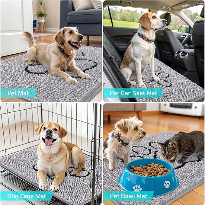 OLANLY Dog Door Mat for Muddy Paws 36x24, Paw Print Design, Absorbs Moisture - Image 7