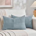 Fancy Homi Set of 2 Light Blue Lumbar Decorative Throw Pillow Covers 12x20 Inch by Fancy+Homi