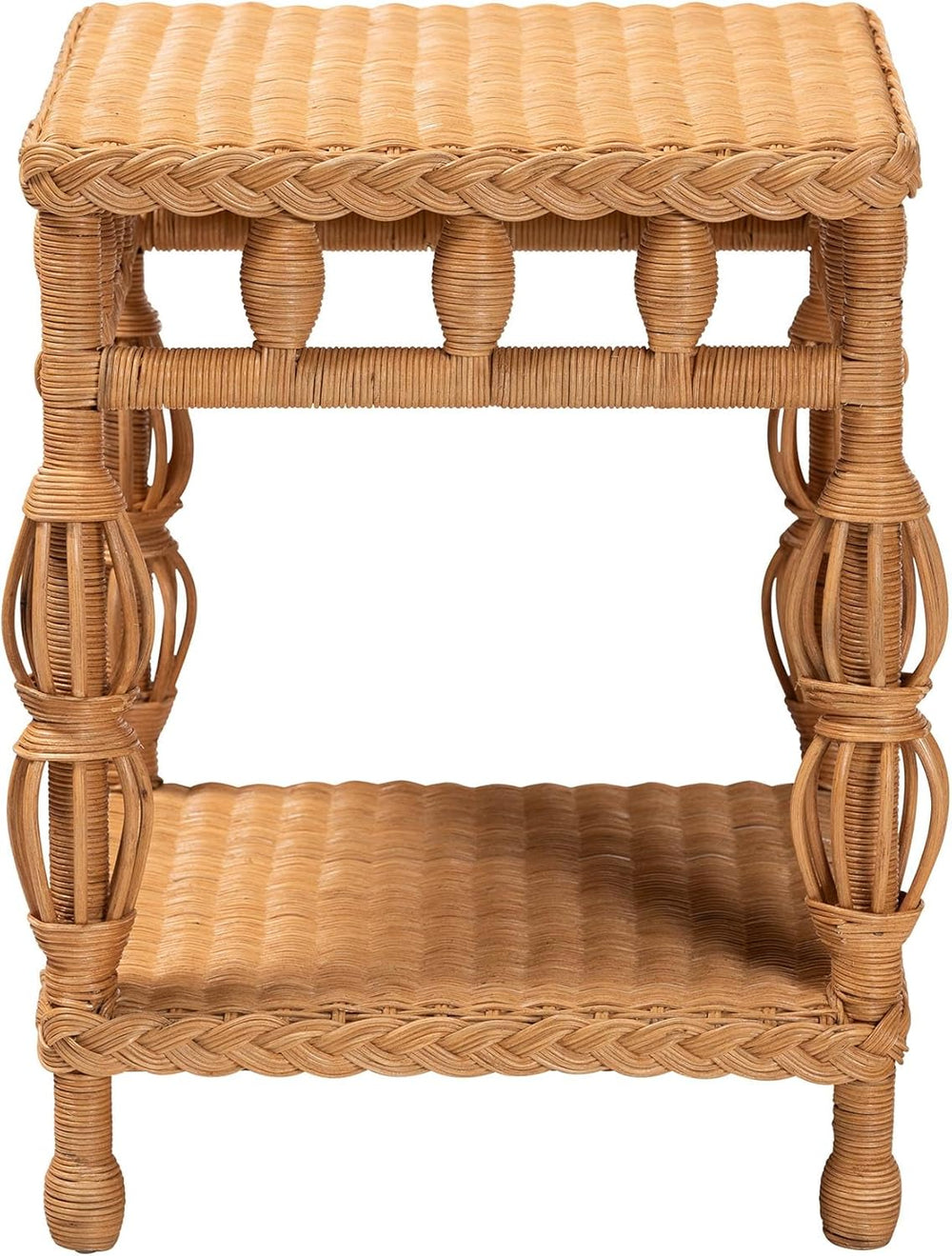 Bali & pari Dolby Natural Rattan End Table - Handwoven Wicker Side Table ...