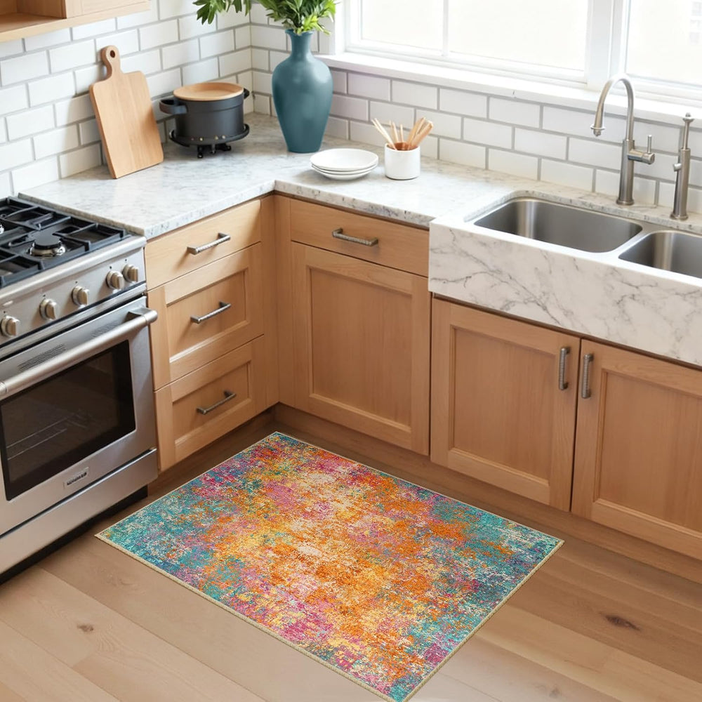 RELEANY Washable 2'x3' Abstract Area Rug for Living Room Starlight