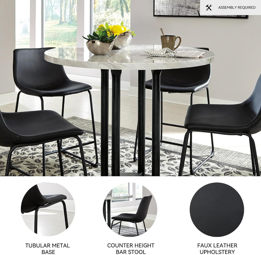Signature Design by Ashley Counter Height Bar Stool, Set of 2, Black