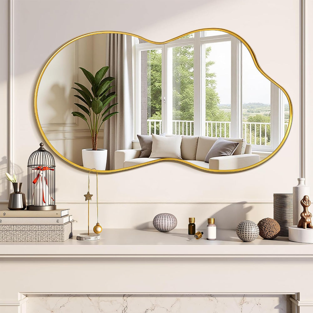 Suidia Irregular Wall Mirror, 36"x20" Bathroom Mirror Asymmetrical ...