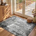 Entrance Rugs Indoor 3x5 Black Entry Rug Washable Abstract Black Small Area Rug by OmpaaHomeDecor