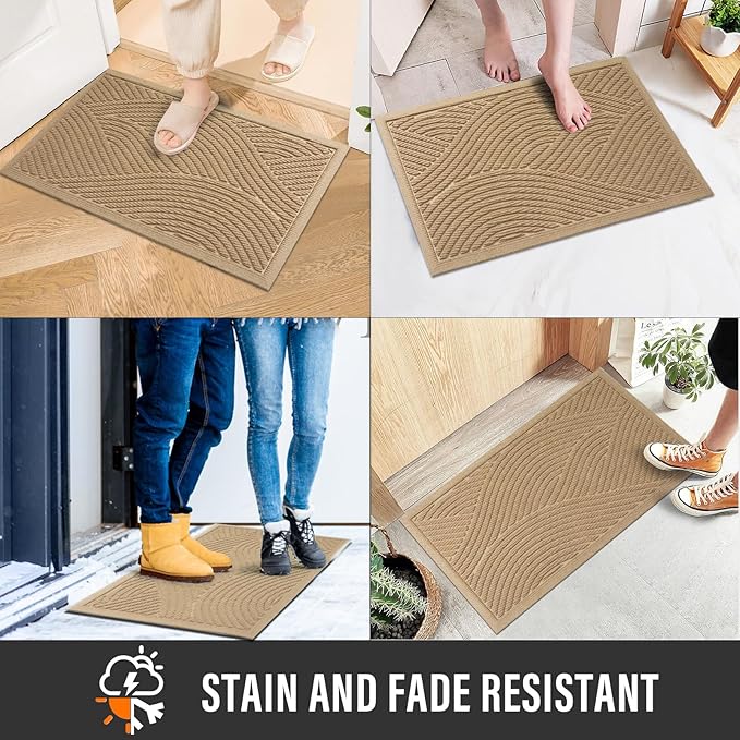 HIYARD Sturdy Front Door Mat, Absorbent Muddy Dirt Resist Welcome Door Mats - Image 4