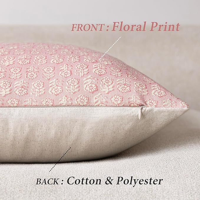 Foindtower Set of 2 Decorative Neutral Floral Print Throw Pillow Covers Vintage - Image 2