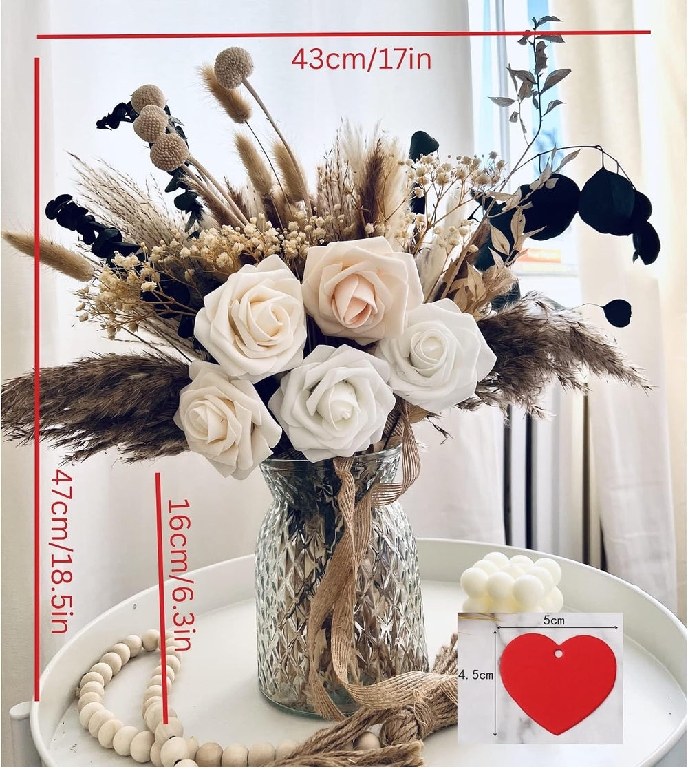 100pcs Artificial Flowers Arrangement With Vase, Dining Table Centerpiece