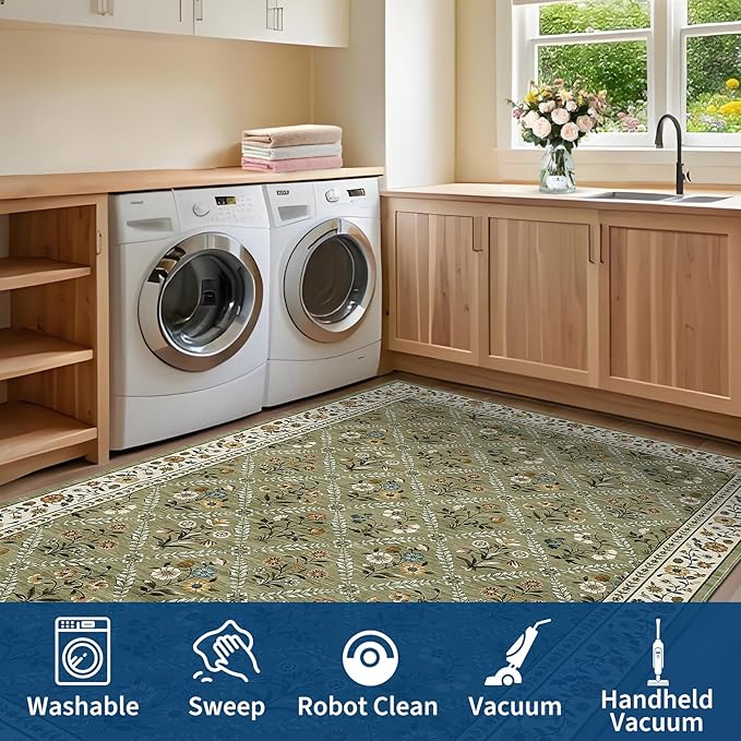 GarveeHome 8x10 Washable Large Living Room Rug Water Resistant Distressed - Image 7