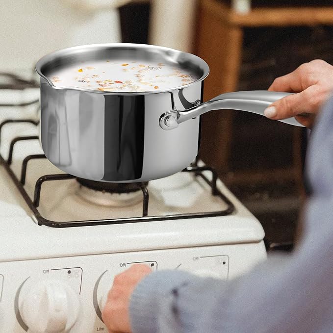 Cyrosa 2.5 Quart Saucepan with Strainer Lid, Stainless Steel Sauce Pot - Image 7