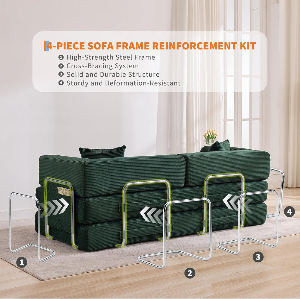 Garvee 5-in-1 Convertible Sofa Bed, 78.8" Modular Corduroy Sleeper with ...
