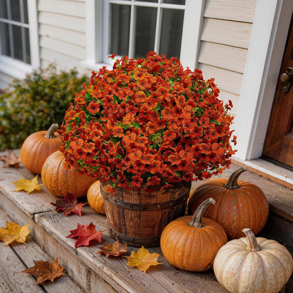 Artificial Fall Mums Outdoor Flowers, UV Resistant Faux Autumn Daisy Plants, ...