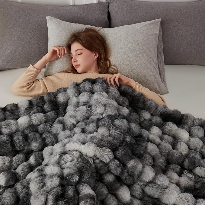 COOVA Faux Fur Throw Blanket for Couch, Cozy Soft and Fuzzy Plush Rabbit Fur - Image 3