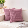 Pack of 2 Corduroy Decorative Throw Pillow Covers 22x22 Inch Soft Striped by Unknown