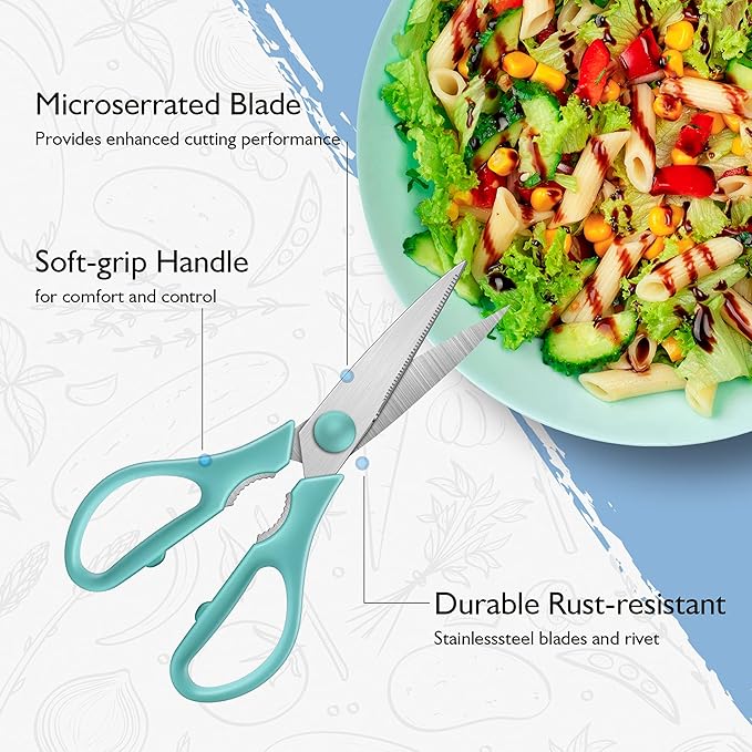 Black Grey Kitchen Shears, Rkqoa Kitchen Scissors Heavy Duty Cooking Scissors - Image 3