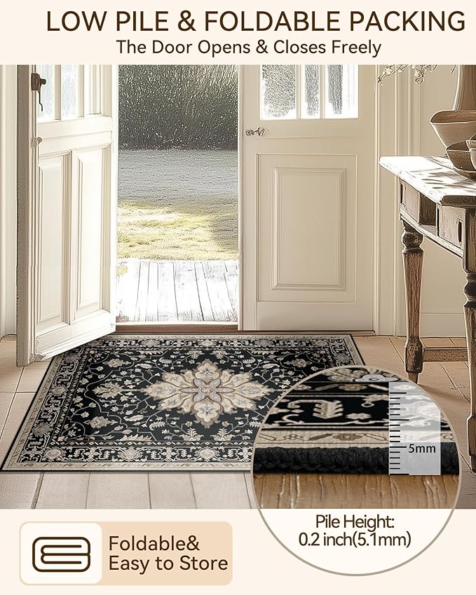 RELEANY Area Rugs 8'x10' Washable Non-Slip, Floral Vintage Distress Print - Image 6