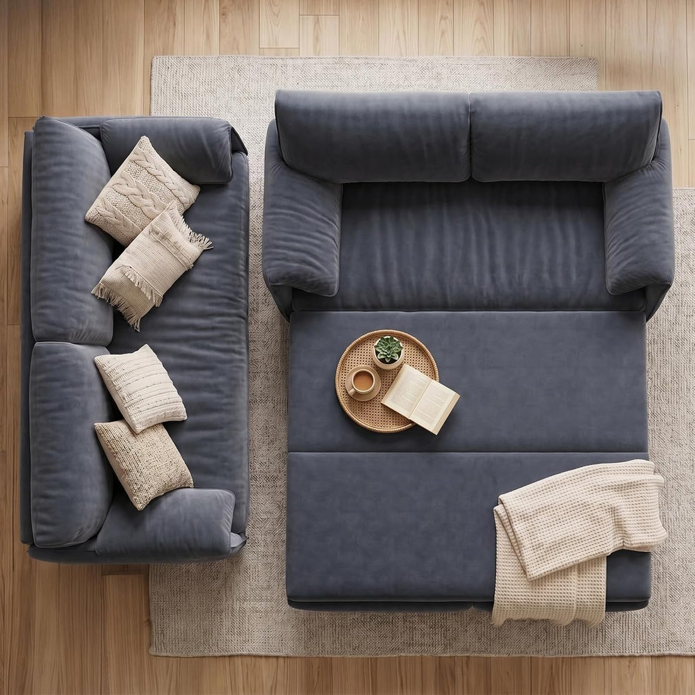 Yafylly Full Size Velvet Loveseat, Queen Pull Out Sofa Bed, 3 in 1 Convertibl...