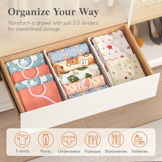 Lifewit 5" Tall 4 Pack Drawer Dividers, 30-47cm/11.5-18.5" Expandable Drawer - Image 9