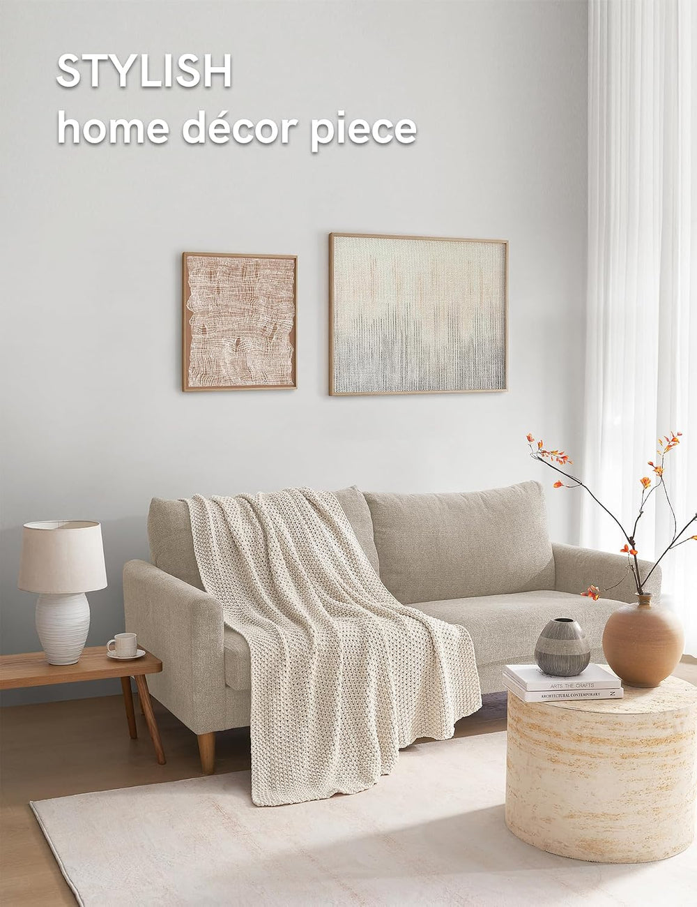 YnM Chunky Cotton Knit Throw Blanket, Cable Knit Throws for Bed Couch Sofa, C...