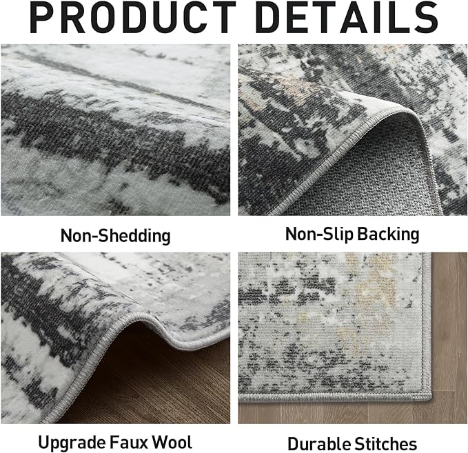 4x6 Area Rugs Washable Rug: Modern Abstract Living Room Rug Soft Anti-Skid Thin - Image 4