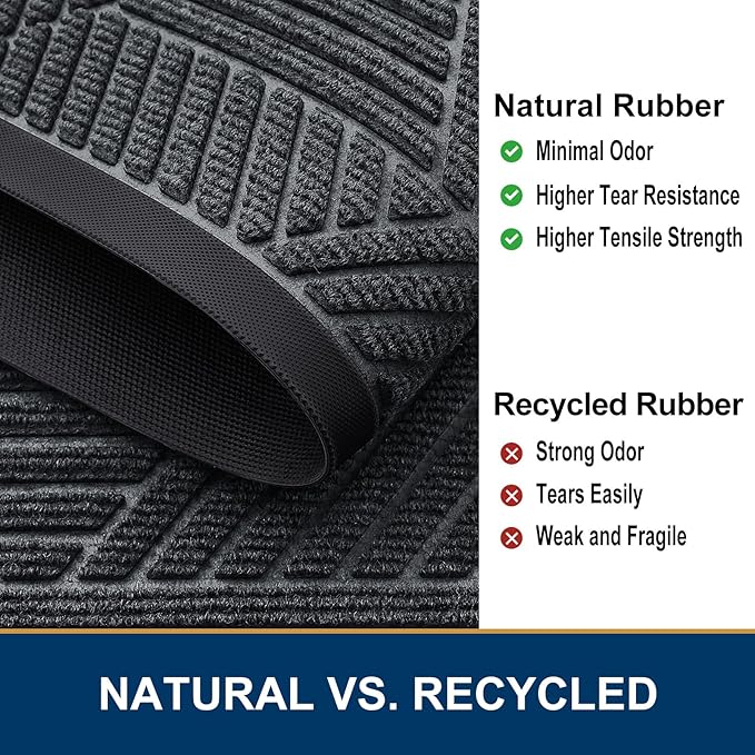 Smiry Front Door Mat Outside Entrance, Heavy Duty Sturdy Natural Rubber Doormat - Image 5