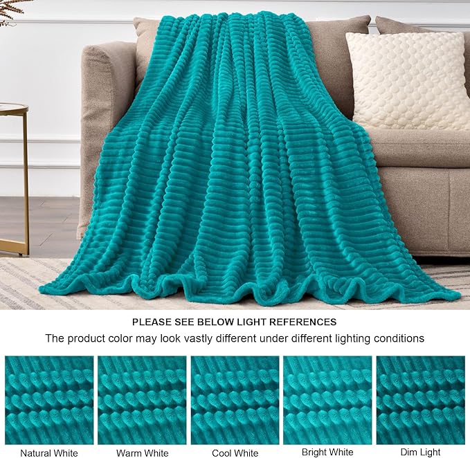 BEDELITE Fleece Blanket Queen Size – 3D Ribbed Jacquard Soft and Warm - Image 7