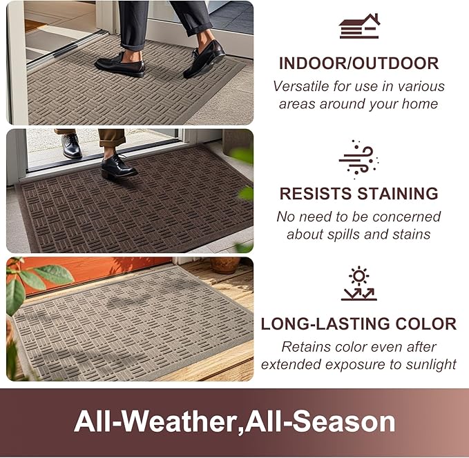 Mibao Front Door Mat Indoor Outdoor Entrance, Dirt Trapping Waterproof - Image 5