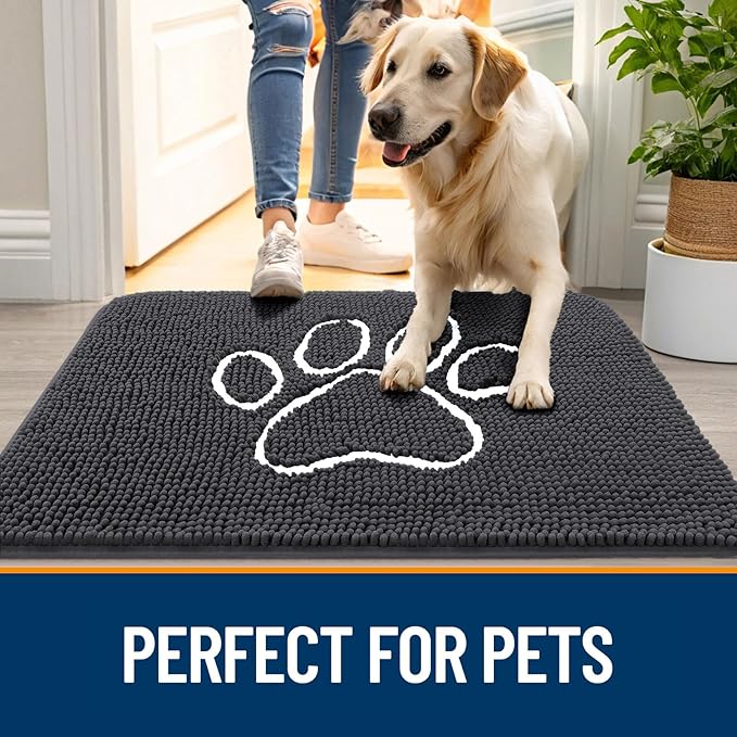 OLANLY Dog Door Mat for Muddy Paws 48x30, Paw Print Design, Absorbs Moisture - Image 6