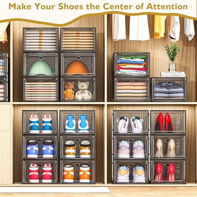 12 Pack Clear Shoe Storage Organizer - Image 2