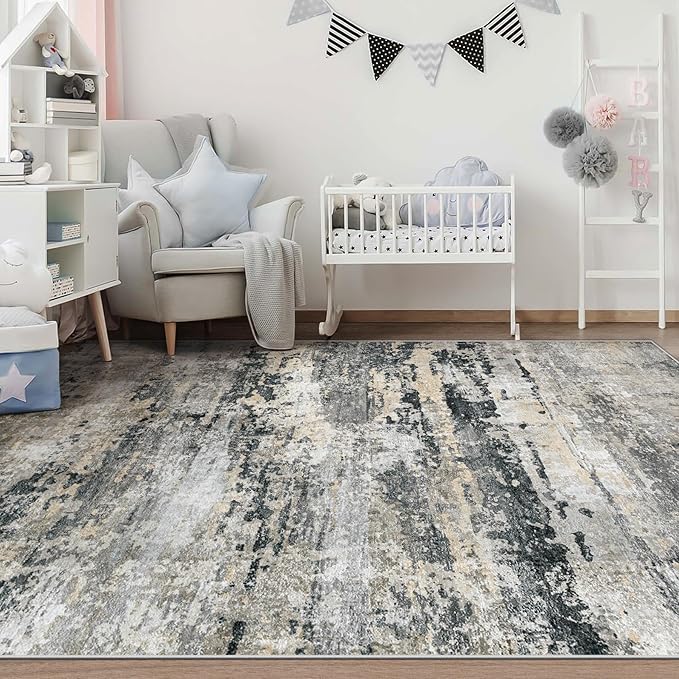 Area Rugs 6x9 for Living Room: Washable Rug Modern Abstract Neutral Soft - Image 6