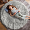 Ashler Faux Fur Rug, Fluffy Shaggy Area Rug Ultra Soft 3 x 3 Feet Round Fur Rug by AshlerHomeDeco