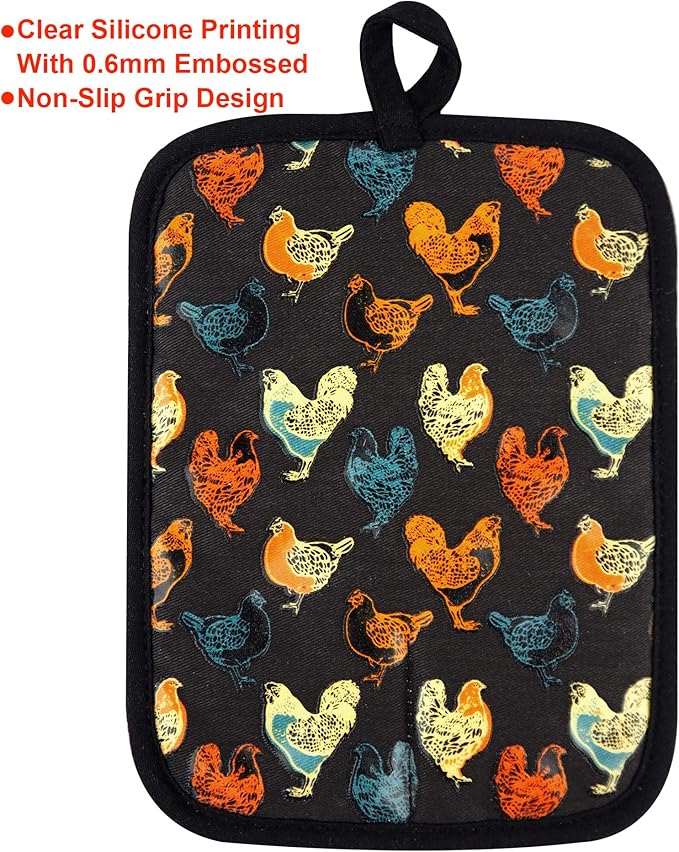Pot Holders Set of 2 Heat Resistant 480 ℉Non Slip Clear Silicone Printed - Image 4