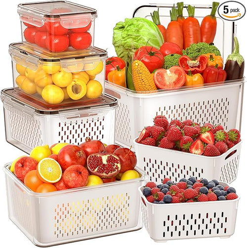 5 PCS Large Fruit Storage Containers by PONYCROSSINGTHERIVER