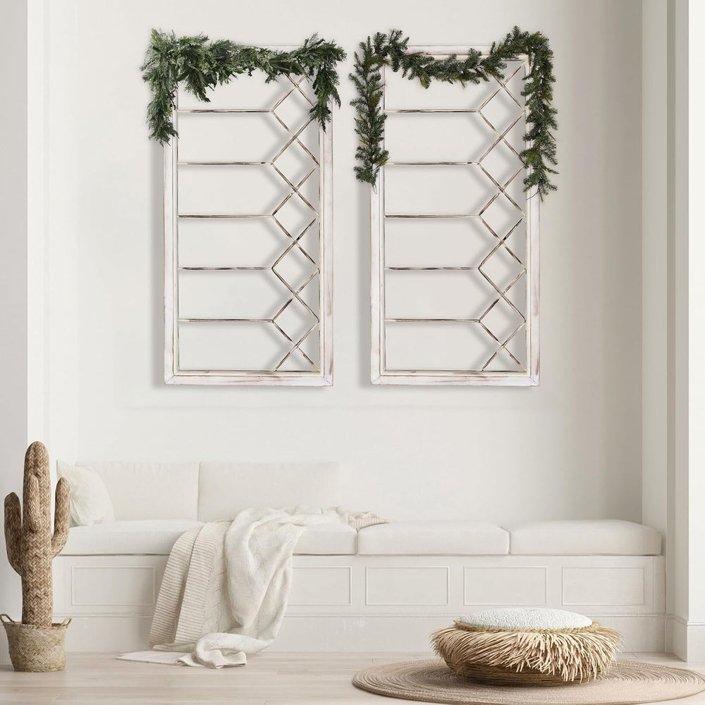 Oakrain Wood Window Frame Wall Art, 39"x 20" Rustic Wall Decor for ...
