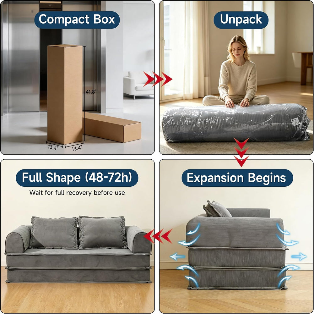 79" Futon Sofa Bed, Daybed Couch with Fixed-Shape Frame, 4-in-1 Boneless...