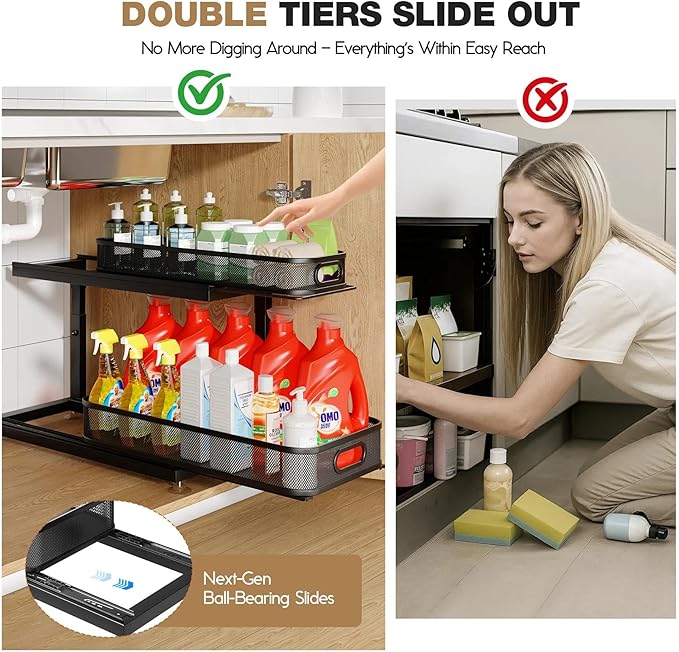 2-Pack 18.5 IN Depth Under Sink Organizer - Image 4