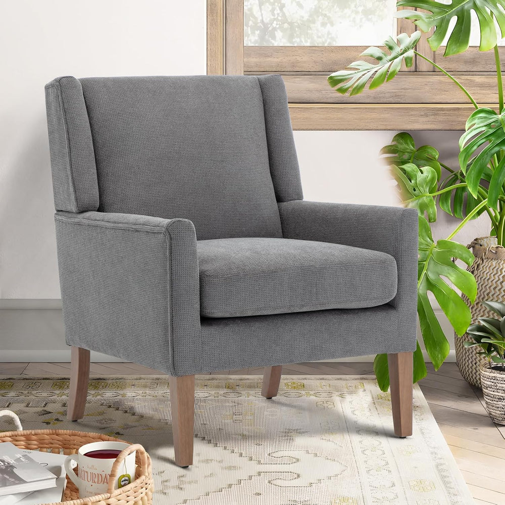COLAMY Modern Wingback Living Room Chair, Upholstered Fabric Accent Armchair,...