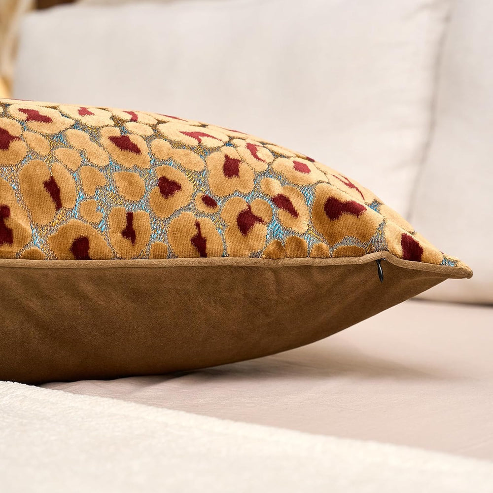 Alerfa Brown Floral Throw Pillow Cover 14 x 36 Inch Cut Velvet Rectange Luxur...
