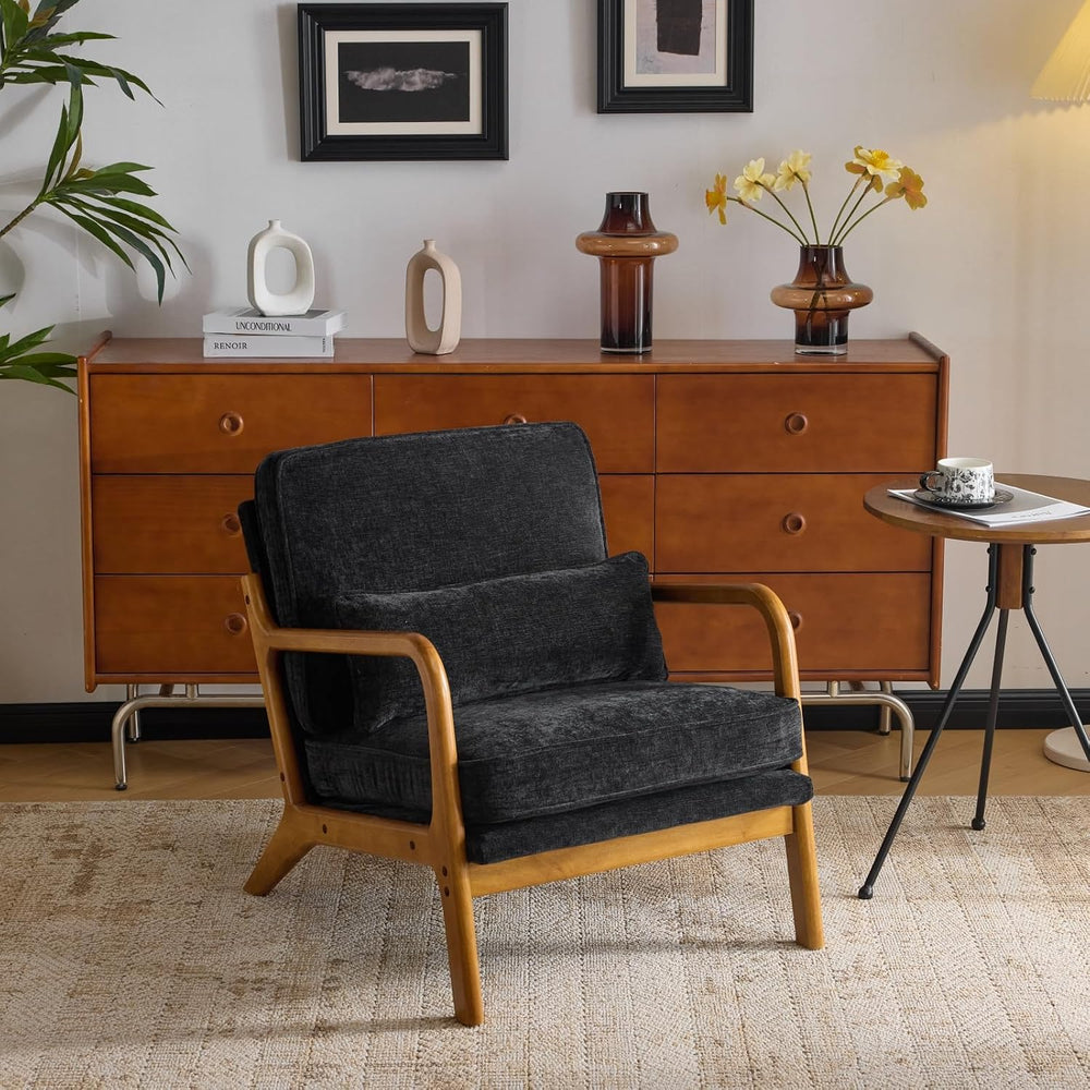 VINGLI Chenille Mid-Century Modern Accent Chair, Cute Reading Arm Chair with ...