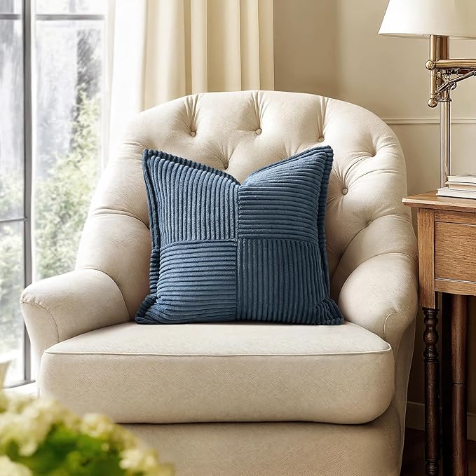 MIULEE Blue Corduroy Pillow Covers 16x16 Inch - Image 4