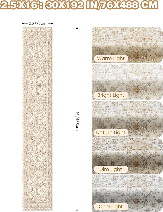 Washable Runner Rug 2.5x16, Non-Slip Long Kitchen Mats - Image 2